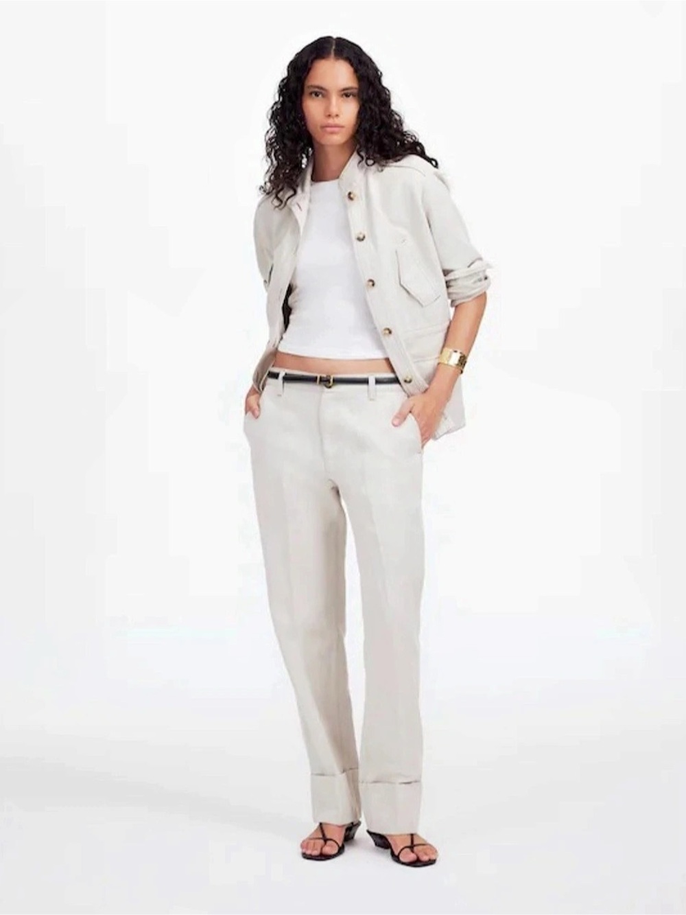 Madewell The Dean Easy Straight Pant in Bone Waist 29